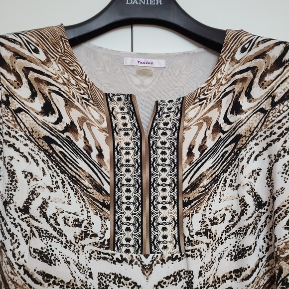 SZ 16 Plus Size shift dress stretch Tan Jay - Picture 2 of 6